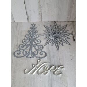Large sliver‎ glitter tree Noel north star ornament Xmas set